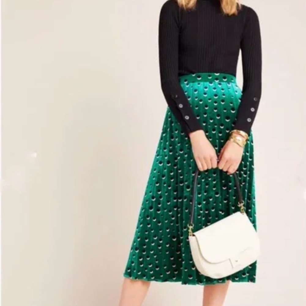 Anthropologie Green Midi Skirt